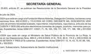 La Secretaría General de la Presidencia cede bienes al Ministerio de Salud Pública de La Rioja