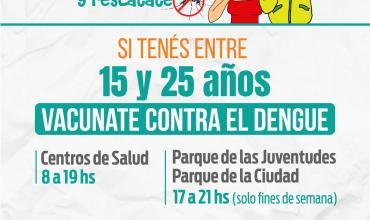 La Provincia amplía la vacunación contra el dengue para jóvenes de 15 a 25 año