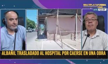 Albañil trasladado al hospital tras accidente en obra en remodelación