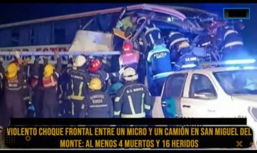 Violento choque frontal entre un micro y un camión en San Miguel del Monte: al menos 4 muertos y 16 heridos