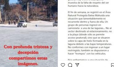 Grave imprudencia en Neuquén: ingresaron con camionetas a una laguna congelada para realizar maniobras peligrosas