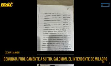 Cecilia Salomón denunció al intendente de Milagro, Jorge Salomón: “Habla con todos los abogados de la provincia para que no tomen mi caso”