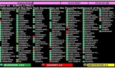 La ONU volvió a respaldar la solución de "dos Estados" para el conflicto árabe-israelí: cómo votó Argentina